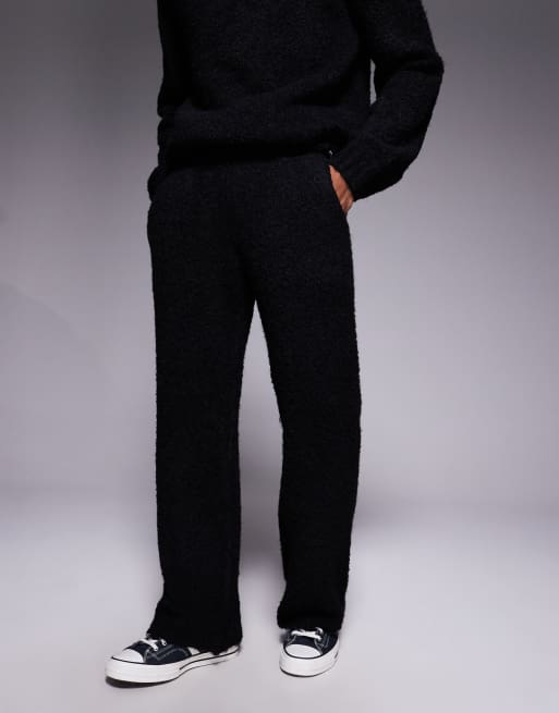 Good For Nothing co-ord straight leg joggers in black knitted boucle, 3 of 5