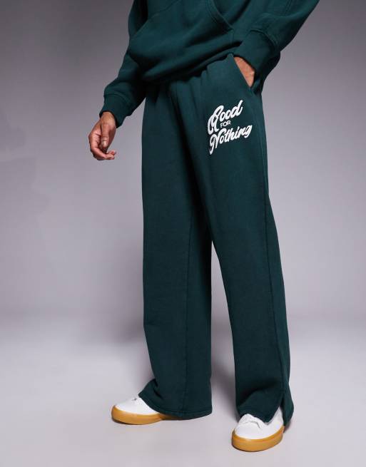 Good For Nothing co-ord straight leg joggers in forest green, 2 of 5