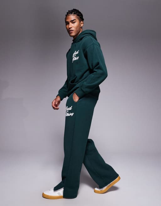 Good For Nothing co-ord straight leg joggers in forest green, 3 of 5