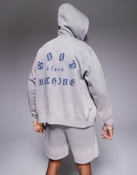 Good For Nothing co-ord zip up hoodie with back print in grey - view 1