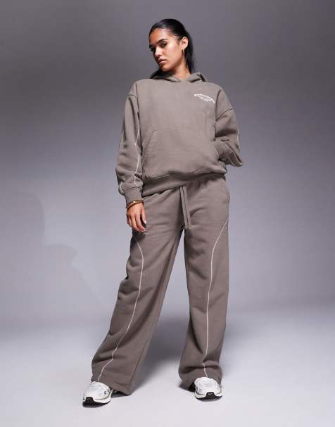 Good For Nothing Contrast stitch relaxed jogger in taupe - view 1