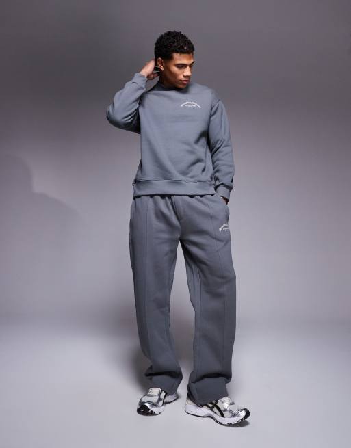 Good For Nothing core double branded sweatshirt in smoked grey part of a set