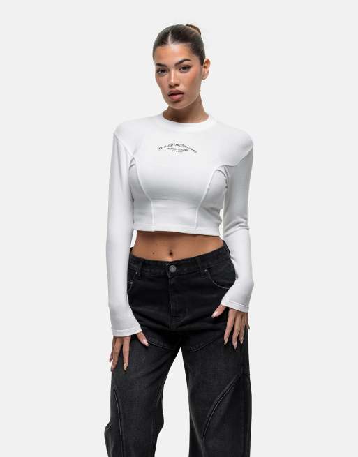 Good For Nothing - Core - T-shirt met lange mouwen en merkteken in wit 