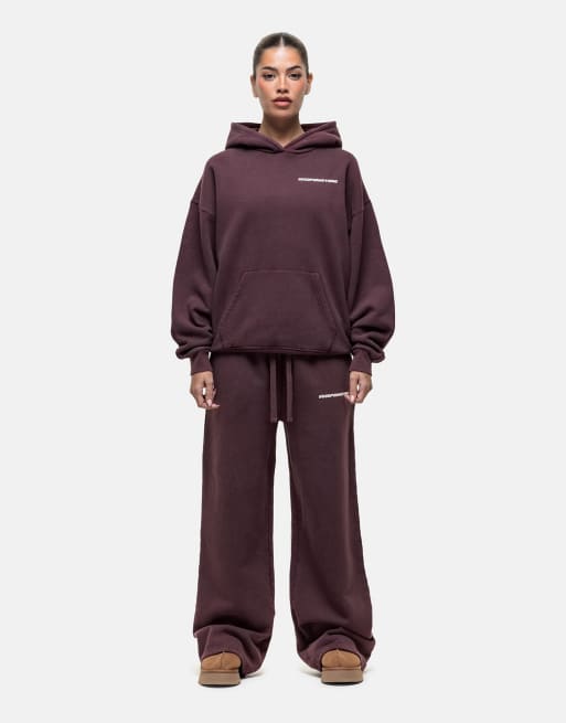 Good For Nothing Core wide fit trackies in burgundy
