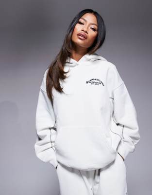 Good For Nothing - Cropped-Kapuzenpullover in Hellgrau mit Ziernaht, Kombiteil