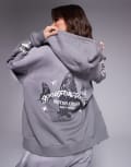 [Good For Nothing] Good For Nothing cropped motif back detail hoodie in charcoal (part of a set)-Grey XS Charcoal