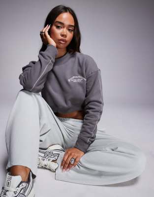 Good For Nothing Cropped sweatshirt in dark grey