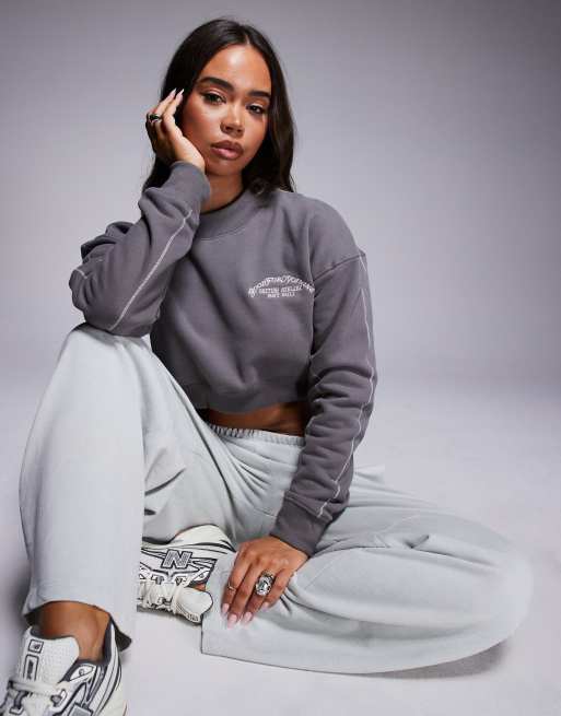 Good For Nothing Cropped sweatshirt in dark grey
