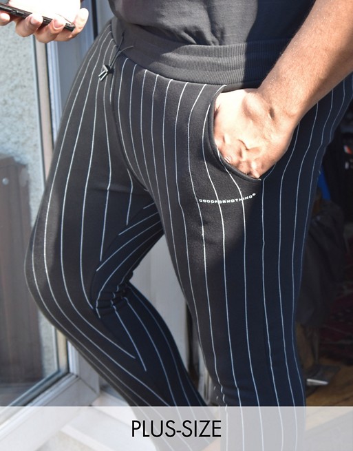 Good For Nothing cropped tapered striped jogger in black