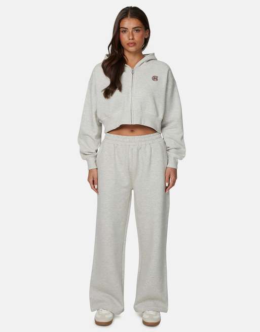 Good For Nothing Cropped zip hoodie with monogram in grey, 2 of 4