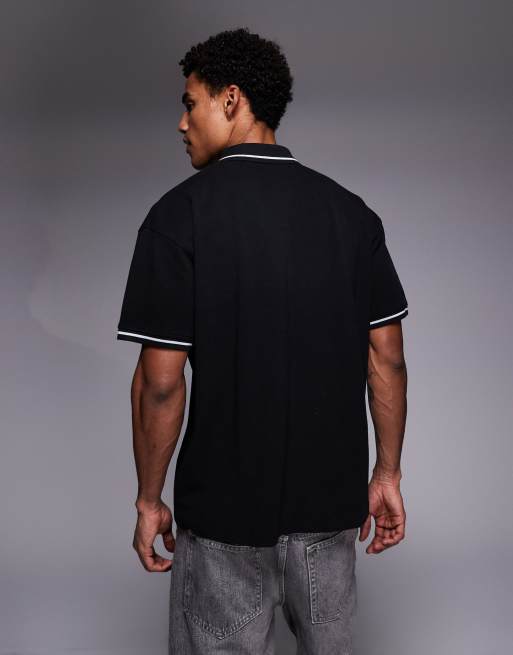 Good For Nothing – Czarna koszulka polo o pudełkowym kroju oversize, 3 z 5