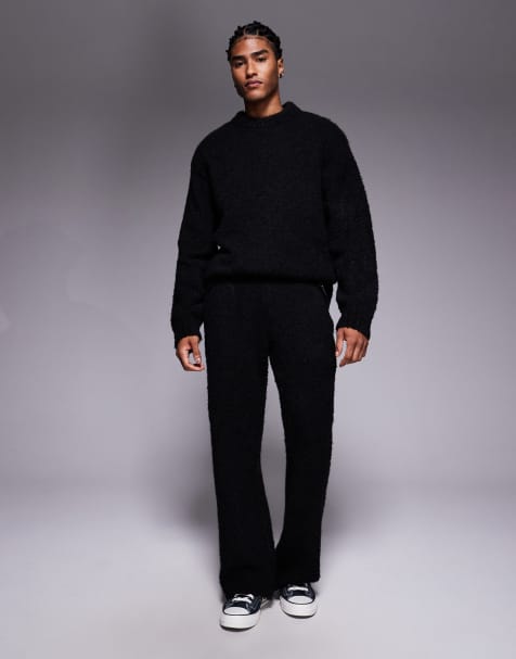 Good For Nothing – Czarny zestaw z dzianiny boucle: sweter i joggersy - view 1