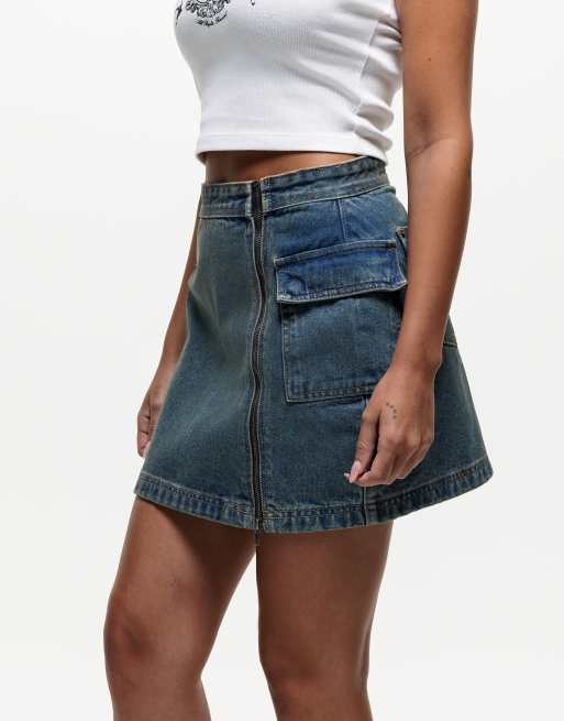 Good For Nothing denim mini skirt in blue wash ASOS