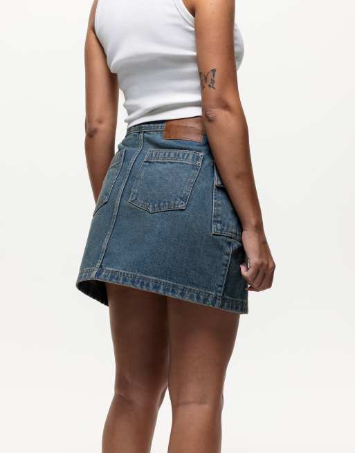 Good For Nothing denim mini skirt in blue wash | ASOS