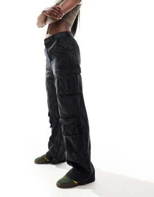 Good For Nothing denim utility baggy fit pants in black