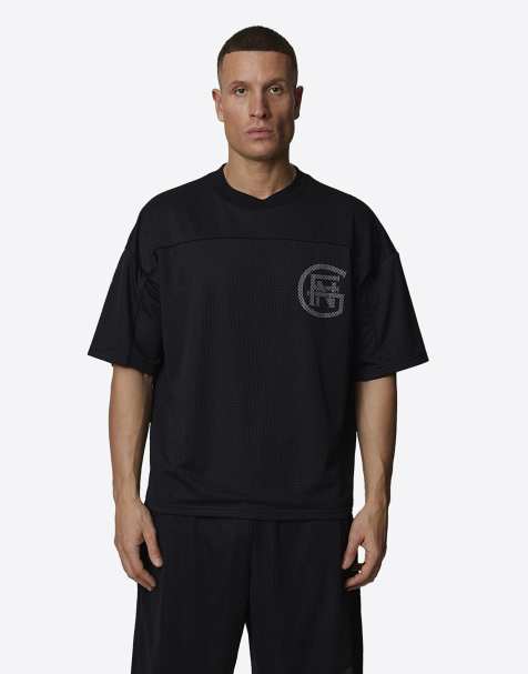 Good For Nothing Double layered mesh jersey monogram t-shirt in black