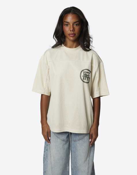 Good For Nothing - Dubbel gelaagd mesh jersey T-shirt in crème - view 1