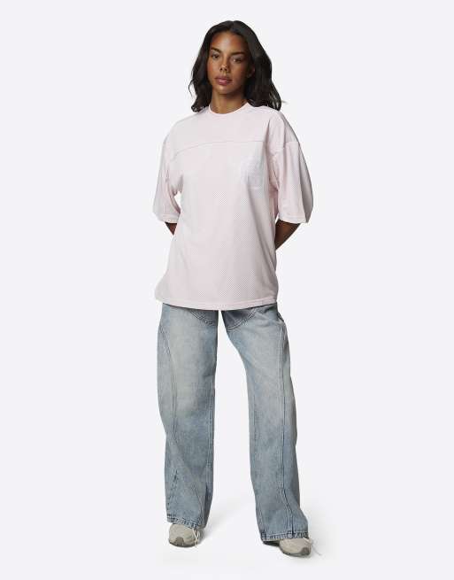 Good For Nothing - Dubbel gelaagd mesh jersey T-shirt in roze, 4 van 4
