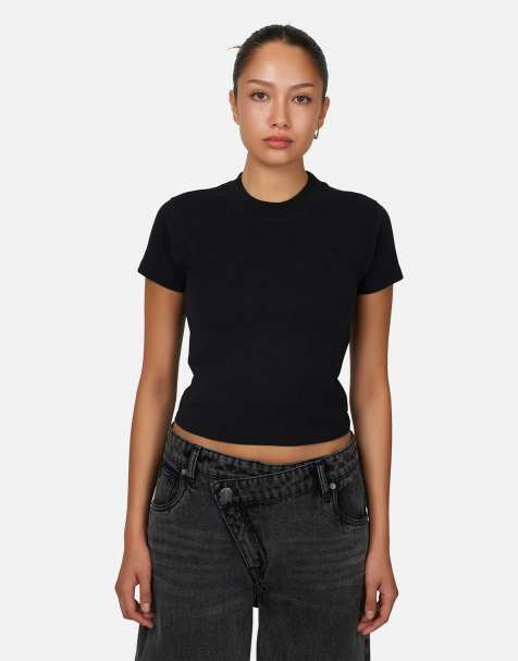 Good For Nothing Emblem baby tee in black - view 1