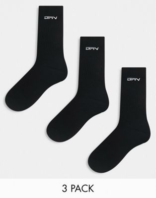 embroidered logo socks in black