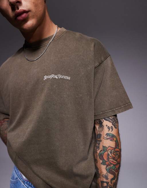 Good For Nothing essential t-shirt in beige , 3 of 4