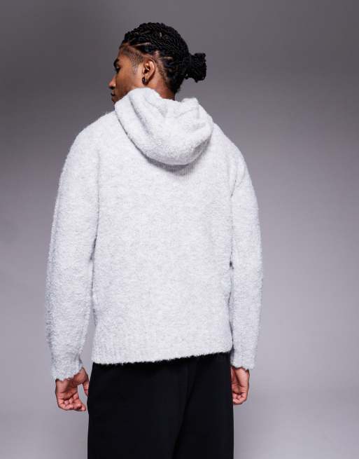Good For Nothing - Felpa con cappuccio in maglia bouclé grigia, 3 di 5