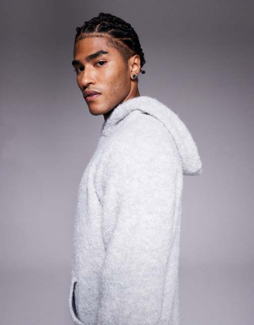 Good For Nothing - Felpa con cappuccio in maglia bouclé grigia, 4 di 5