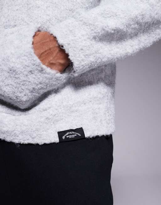 Good For Nothing - Felpa con cappuccio in maglia bouclé grigia, 5 di 5
