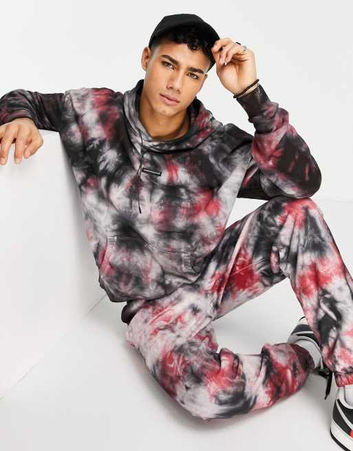 Good For Nothing - Felpa con cappuccio oversize distorta effetto tie-dye in coordinato