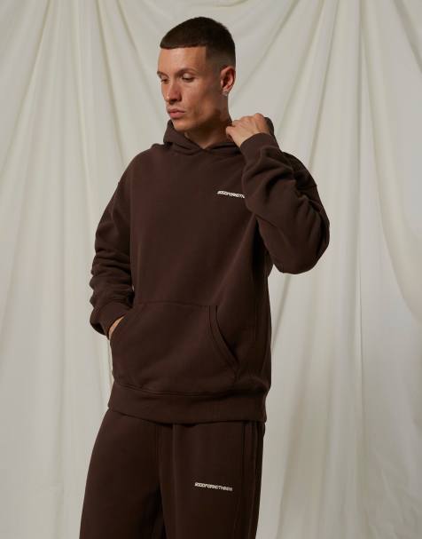Good For Nothing felpa con cappuccio oversize in pile di cotone marrone - view 1