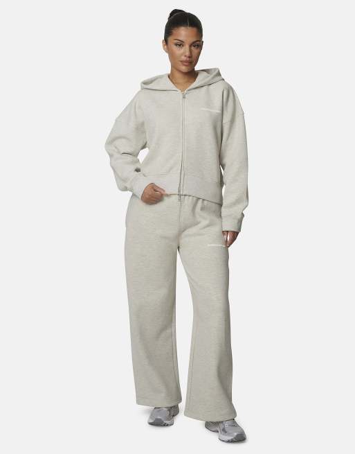 Good For Nothing felpa con cappuccio zip squadrata in misto cotone beige, 3 di 4