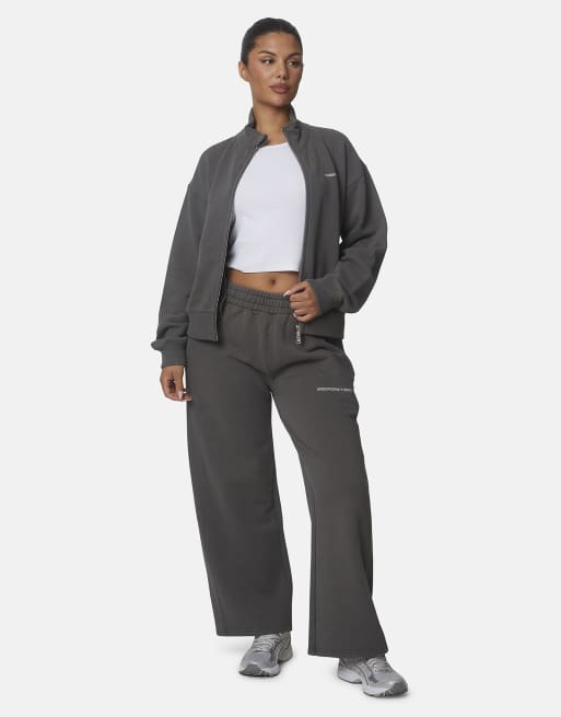 Good For Nothing felpa con zip e collo alto in cotone slavato grigia, 3 di 4