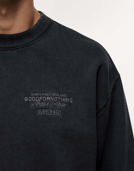 Good For Nothing - Felpa nera con cuciture a vista in coordinato, 3 di 3