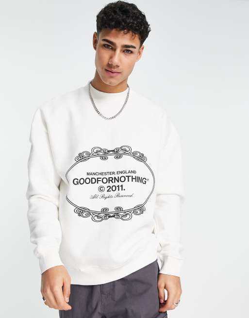 Good For Nothing - Felpa oversize bianco sporco con logo con stemma