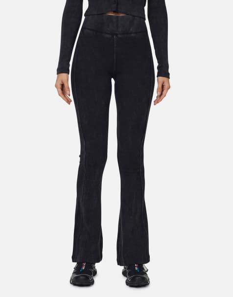 Good For Nothing Flared ribbed leggings in black - view 1