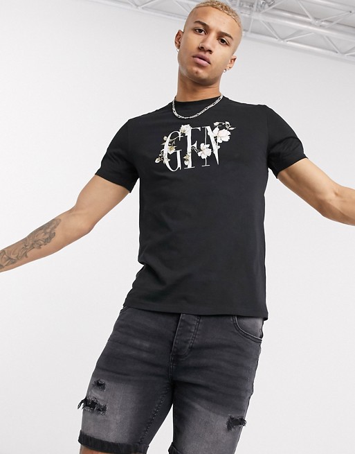 Good For Nothing floral logo t-shirt in black
