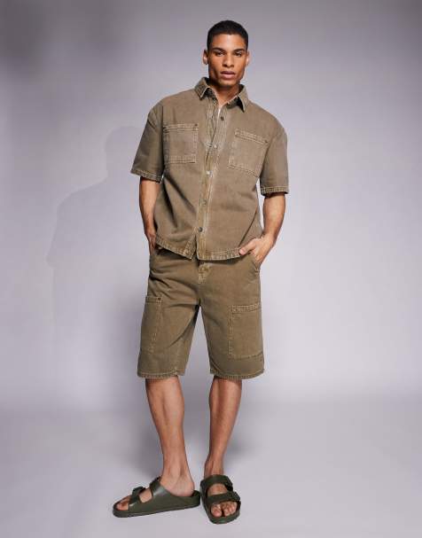 Good For Nothing - Forvaskede brune denimshorts - Del af sæt - view 1