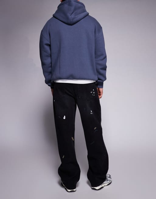 Good For Nothing - Forvaskede sorte baggy denimjeans med malerpletter, 2 af 5