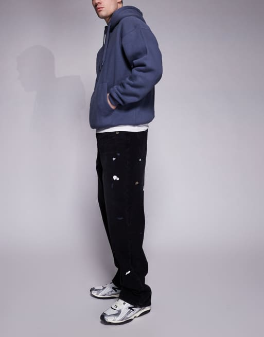 Good For Nothing - Forvaskede sorte baggy denimjeans med malerpletter, 3 af 5