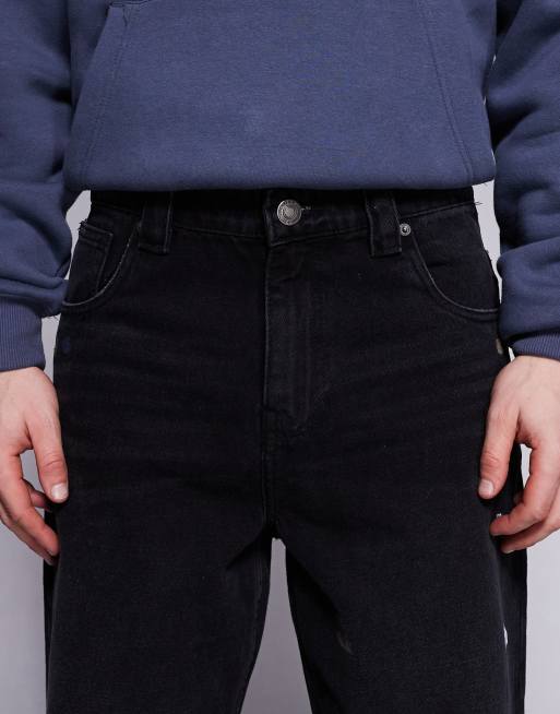 Good For Nothing - Forvaskede sorte baggy denimjeans med malerpletter, 5 af 5
