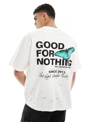 fruit graphic back T-shirt in off white