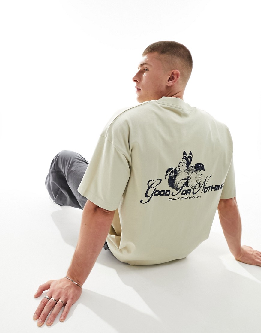 Good For Nothing fruit graphic t-shirt in light grey