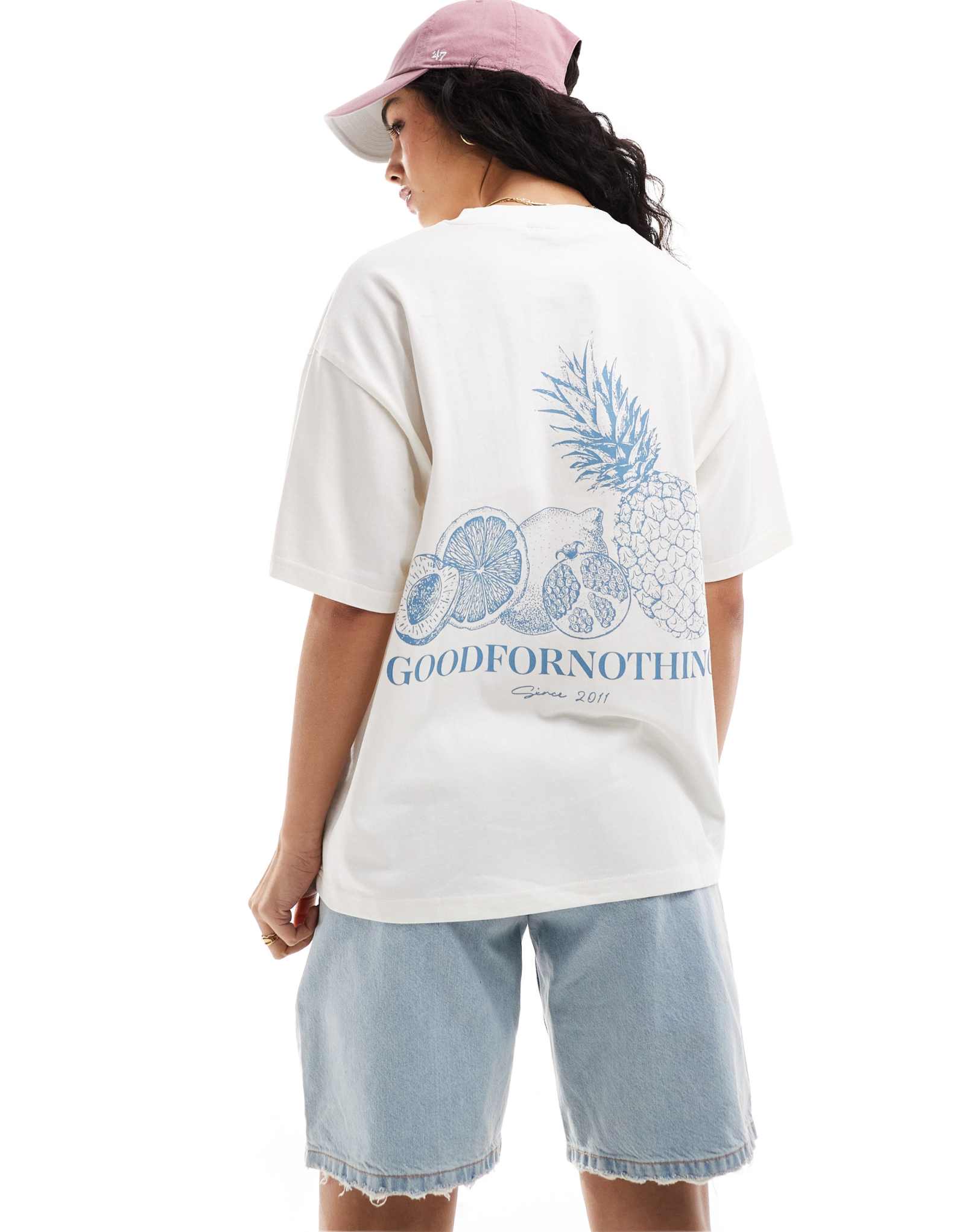 Футболка с рисунком фруктового салата Good For Nothing на спине светло-серого цвета 6790₽