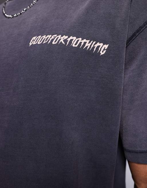 Good For Nothing – Grafitowy T-shirt z nadrukiem z ptakiem na plecach, 3 z 4