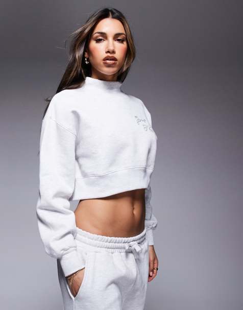 Good For Nothing – Gråmelerad sweatshirt med overlocksömmar och hög ringning, del av set - view 1