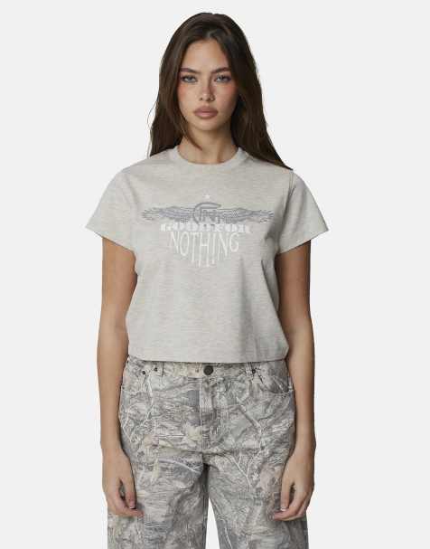 Good For Nothing Graphic baby tee in grey - view 1