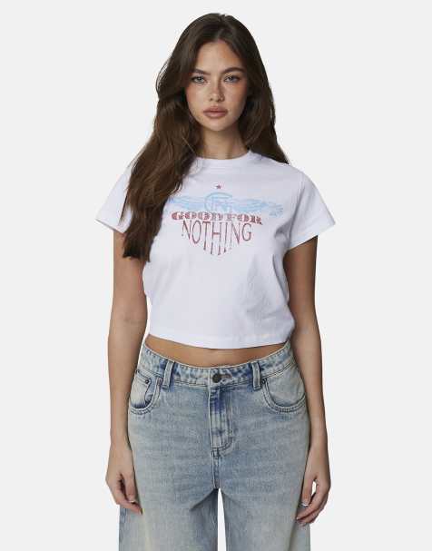Good For Nothing Graphic baby tee in white - view 1
