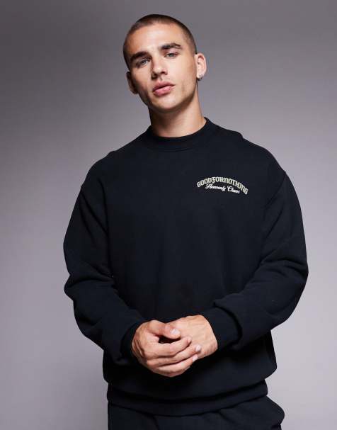 Good For Nothing Graphic back print crew neck sweatshirt in black - view 1