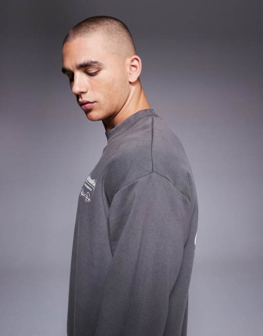 Good For Nothing Graphic back print crew neck sweatshirt in grey, 4 of 5