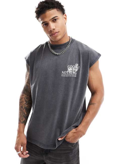 Good For Nothing graphic back washed tank top in gray | ASOS